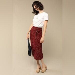 ROUJE Gloria Midi Skirt With Dots Print Size 36